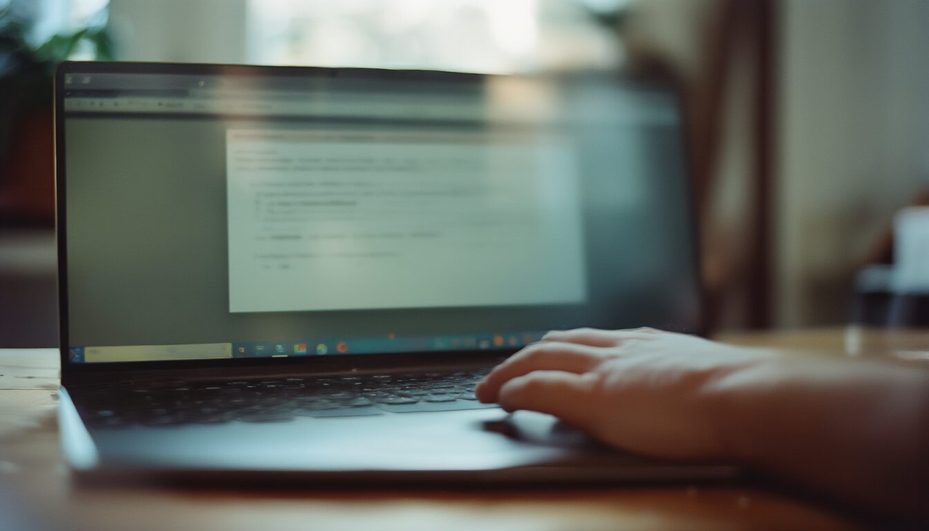 Laptop auf einem Schreibtisch zeigt eine abgebrochene Softwareinstallation mit Windows-Fehlermeldung