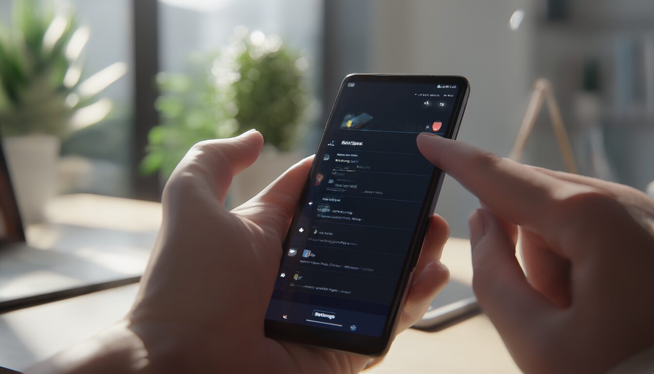 Hand hält ein Android-Smartphone und öffnet die App-Speicher-Einstellungen zum Deinstallieren
