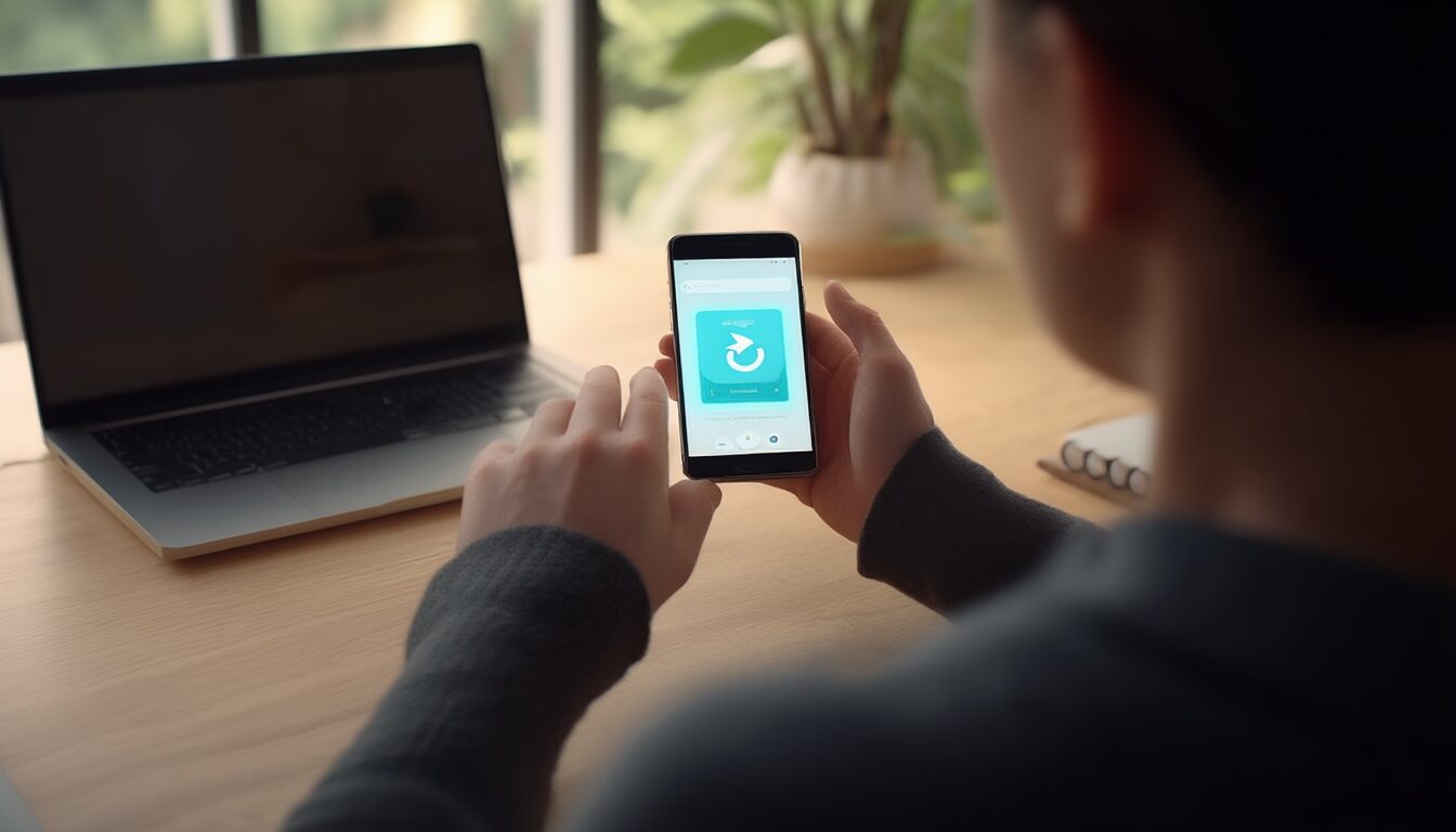 Person richtet auf einem Android-Smartphone die Datensicherung in den Einstellungen ein