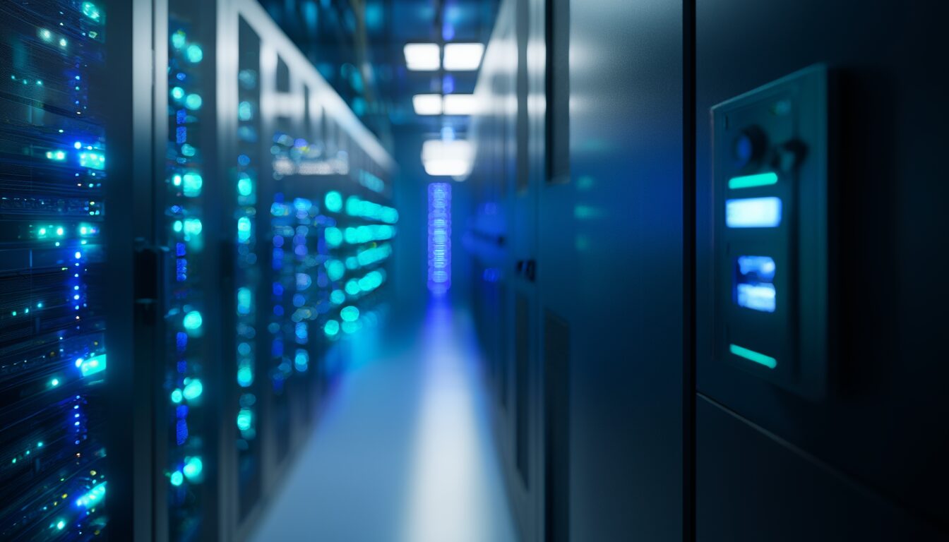 Serverraum mit verschlossener Sicherheitstür als Sinnbild für die Schutzziele der IT-Sicherheit