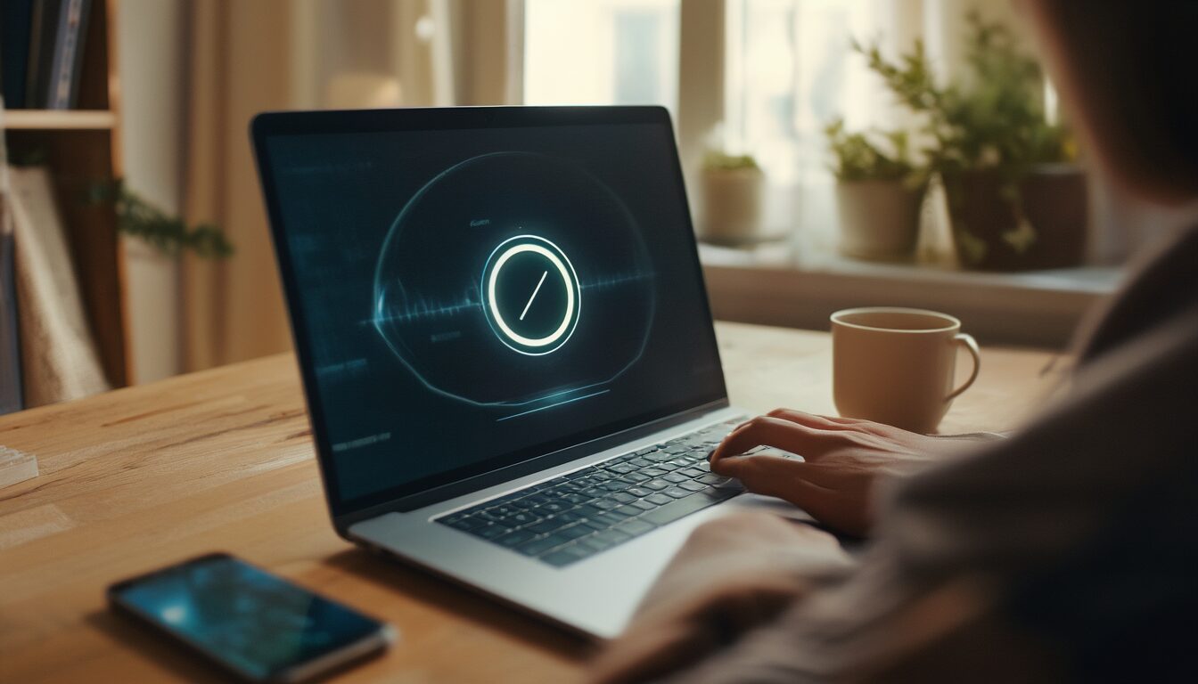 Person prüft am Laptop einen fehlgeschlagenen App-Download im Microsoft Store