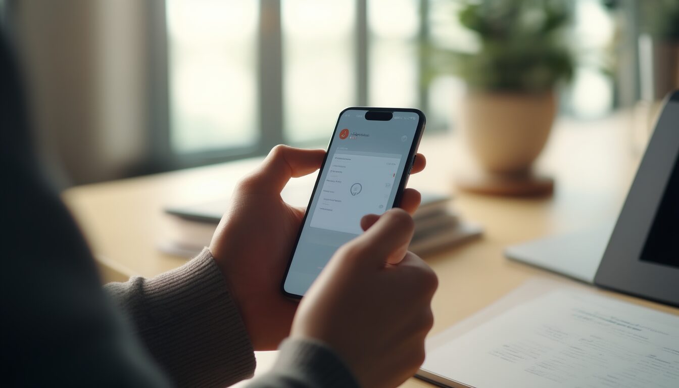 Person hält ein Smartphone und richtet die iOS-Sicherheitseinstellungen ein