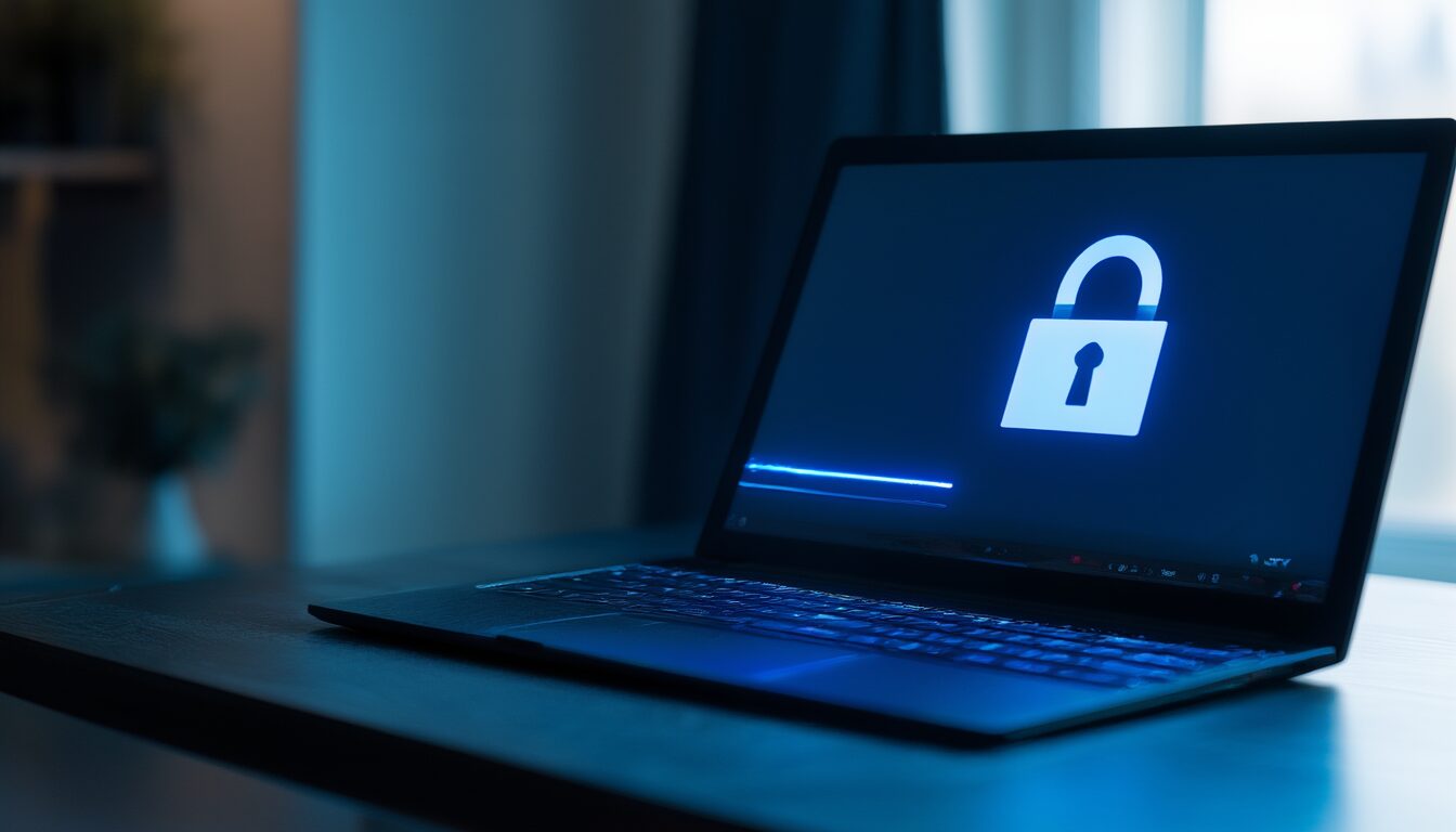 Laptop mit abgebrochenem Windows-Update auf dem Bildschirm
