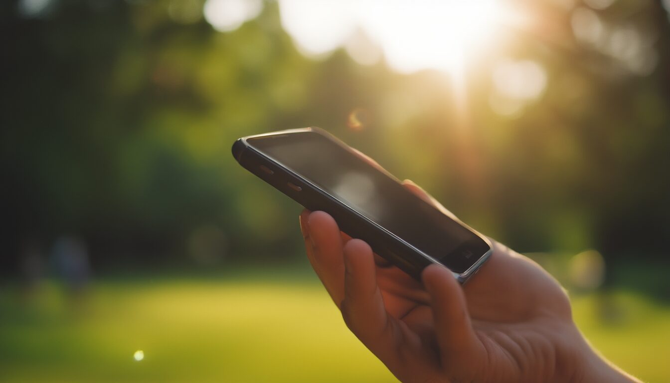 Smartphone in einer Hand in direkter Sonne – typische Ursache für ein heißes Handy