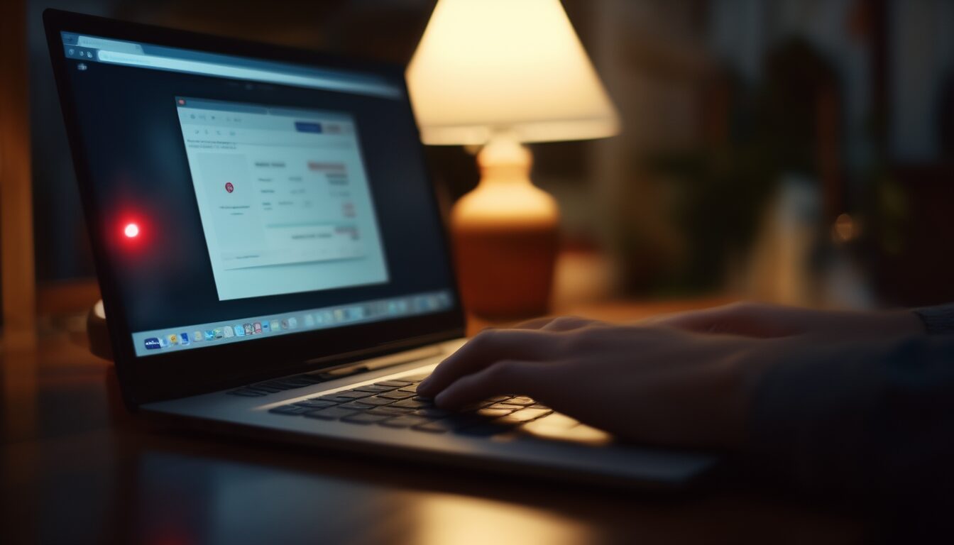Person prüft am Laptop, ob ihre Zugangsdaten in einem Datenleck aufgetaucht sind